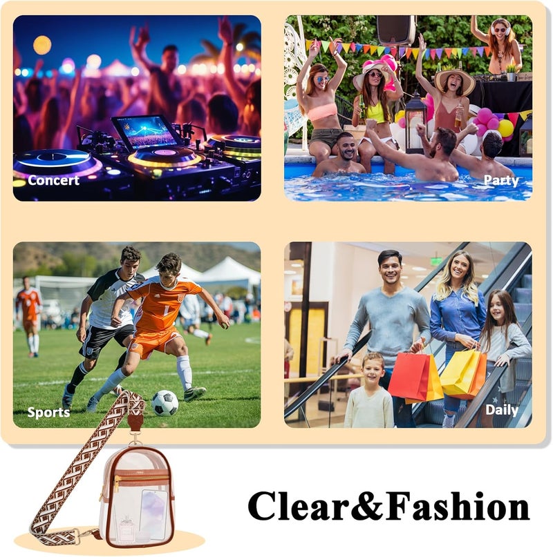 MOVOYEE Clear Bag for Stadium Events Approved Concert Travel Outdoors See Through Sports Fan Handbags&Purses - Image 2